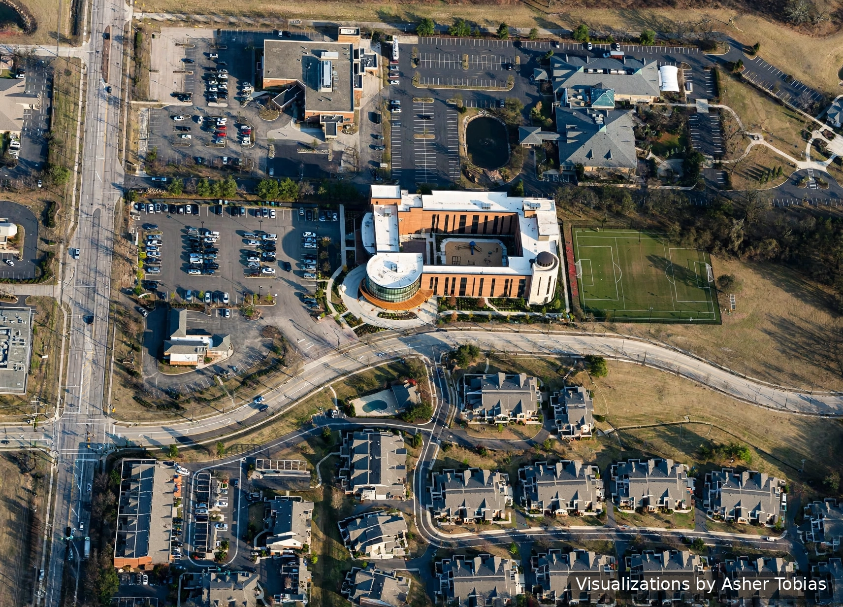 Aerial concept rendering of the new shul campus